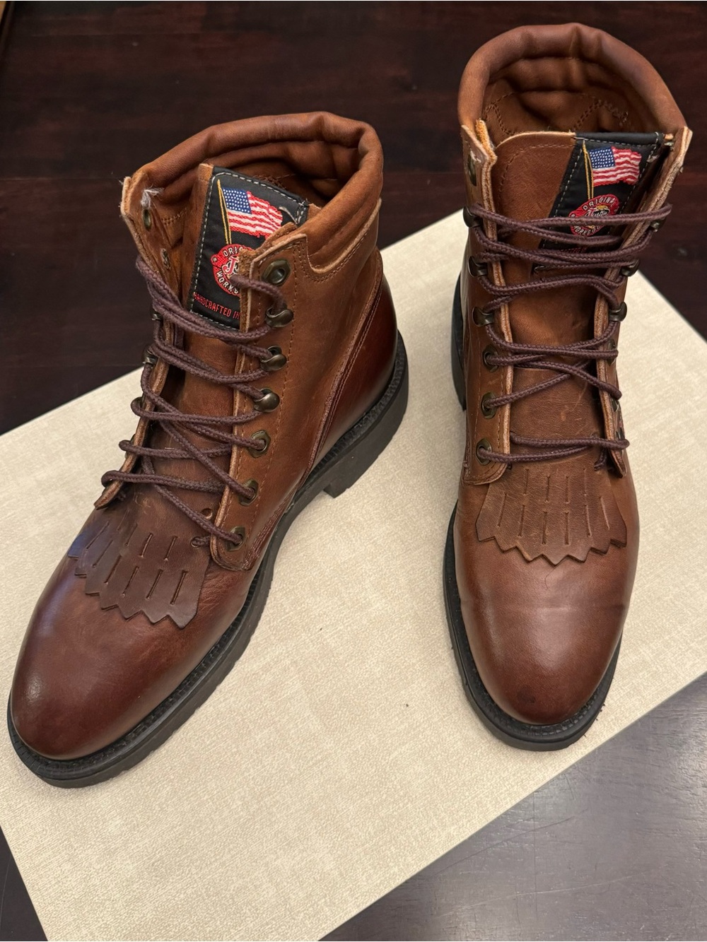 Justin Boots Brown Leather Lace-Up Steel Toe Work Boots Women’s 5.5